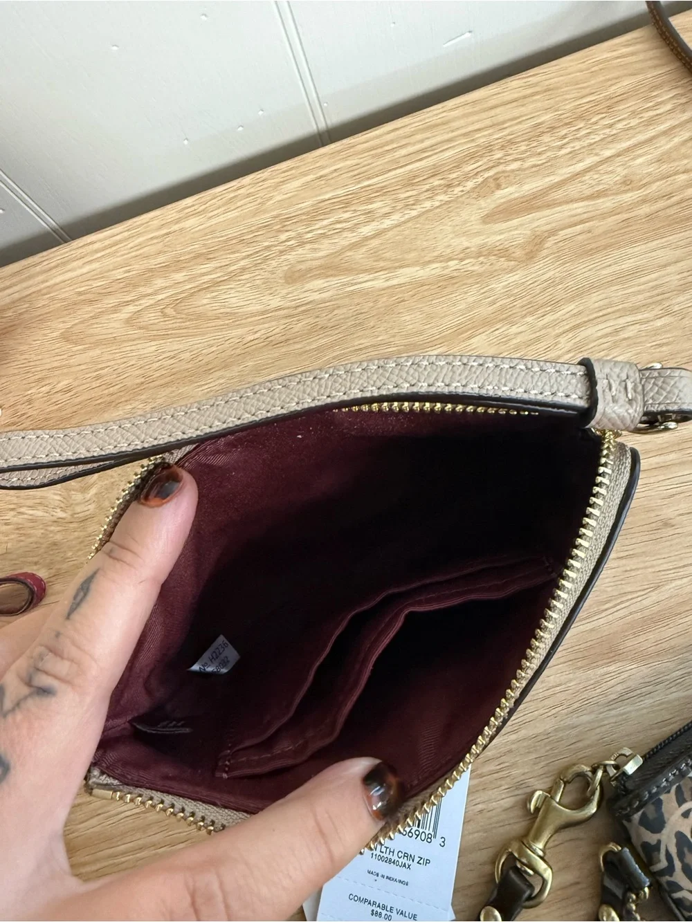 COACH Taupe Leather Wristlet - COACH Pebbled Leather Clutch